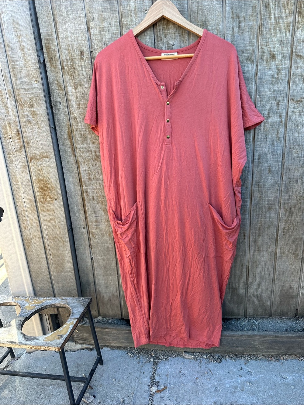 Everyday V-Neck Pocket Maxi Dress - Coral